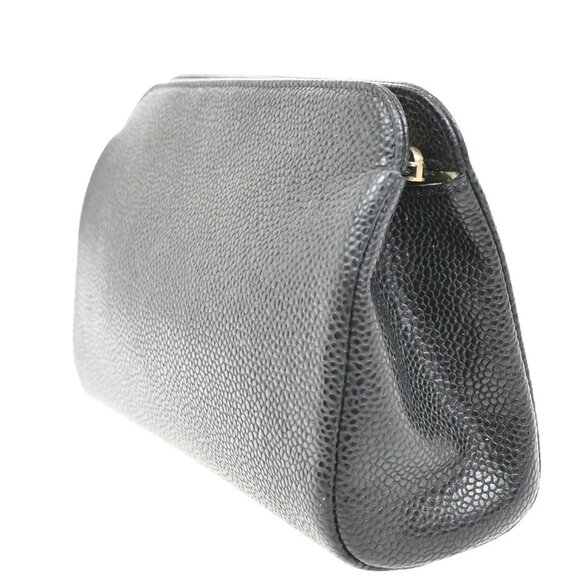 CHANEL CC Logo Mini Pouch Bag Grained Calfskin Leather Black GHW France 34KB454 - Picture 3 of 14